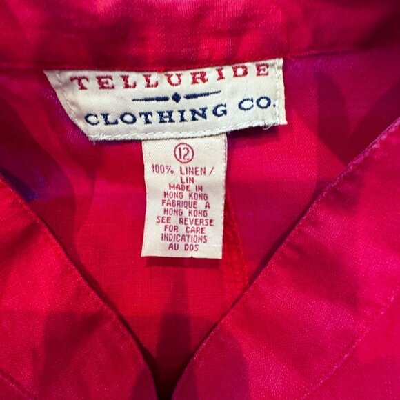 Telluride Clothing Co. Linen Top Size 12 High‎ Neck Mandarin Collar Lagenlook - Picture 4 of 5